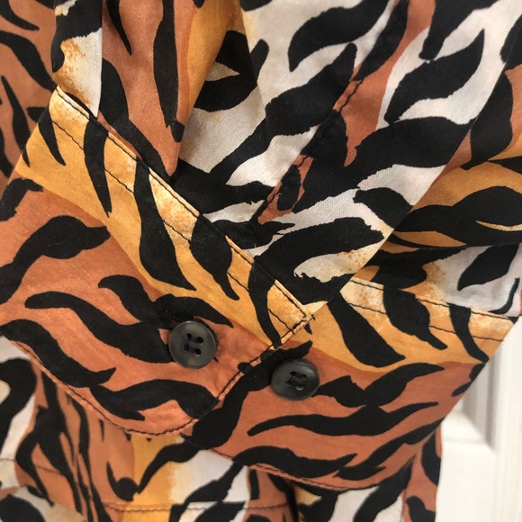 Selene of Paris 100% Silk Long Sleeve Blouse Top Tiger Stripe Plus Sz 3x NWOT - Picture 11 of 12